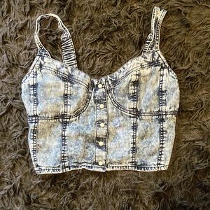 DIVIDED by H&M Acid Wash Denim Bustier Top